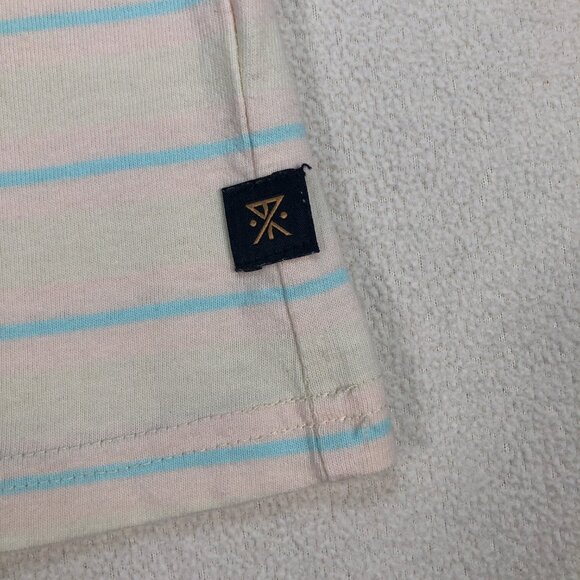 Roark T Shirt Men's S Off-White Blue 100% Cotton Stripe Pocket Logo - Picture 7 of 11
